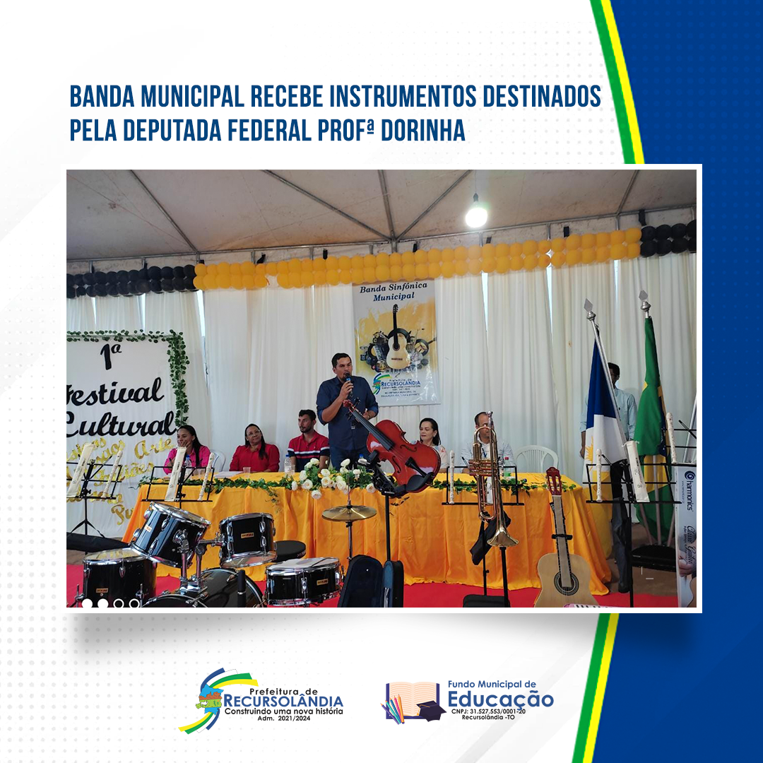 Recursolândia recebe instrumentos musicais para complementar o ensino de crianças e jovens do município.